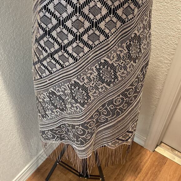 Helene Blake Vintage Art Deco Flapper Lace Fringe Midi Dress EUC Sz 12P 80’s - Picture 3 of 11